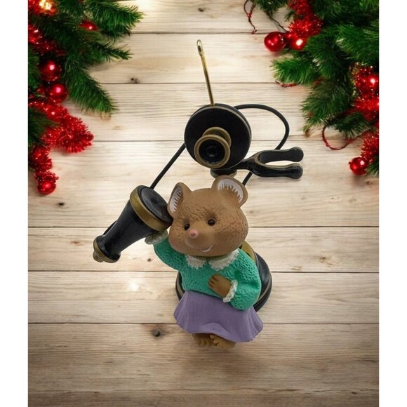 Hallmark Keepsake Hello Hello Christmas Tree Ornament Telephone Mouse Friendship - Picture 1 of 9